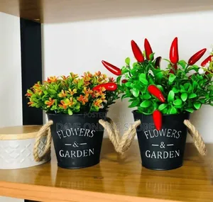 Flowers Garden Metallic Pot Bucket