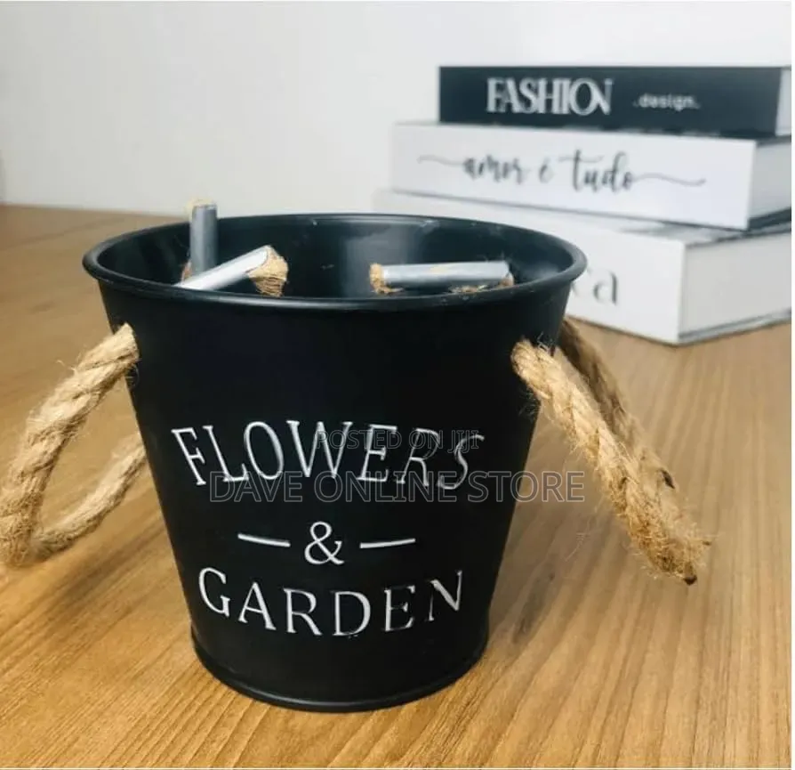 Flowers Garden Metallic Pot Bucket