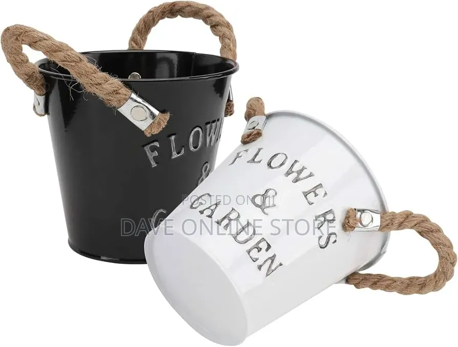 Flowers Garden Metallic Pot Bucket