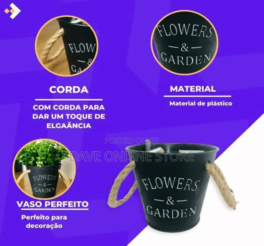 Flowers Garden Metallic Pot Bucket