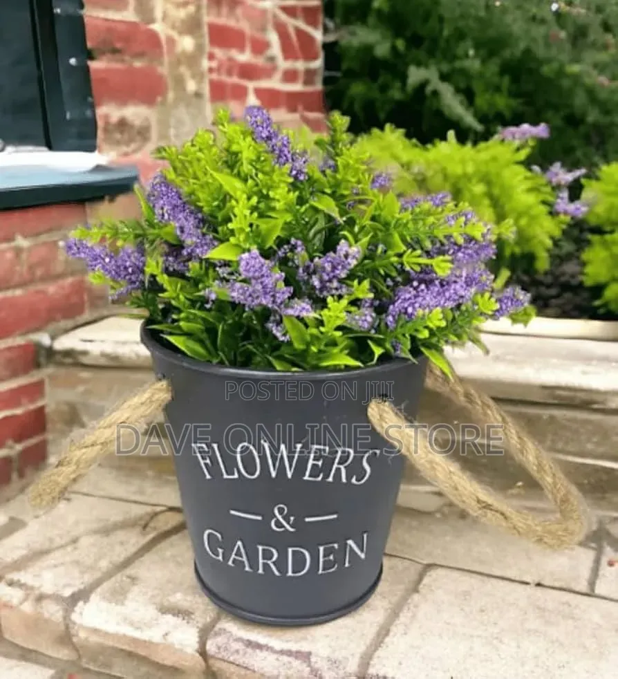 Flowers Garden Metallic Pot Bucket