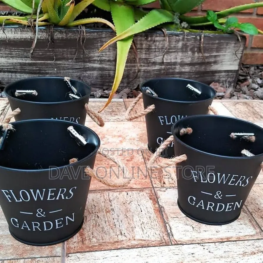 Flowers Garden Metallic Pot Bucket