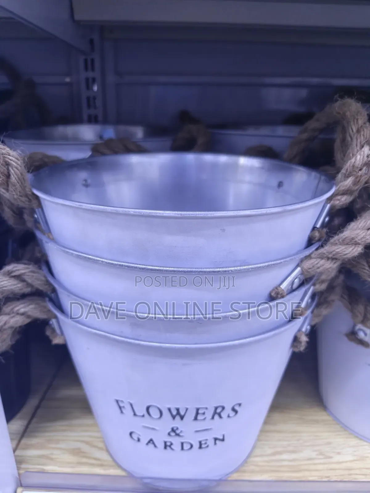 Flowers Garden Metallic Pot Bucket