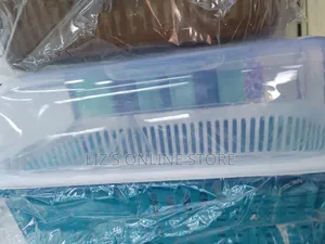 Plastic Dish Drying Rack With a Transparent Dust Cover Lid.