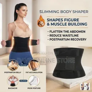 Waist Trainer Belt Cincher Trimmer - Slimming Body Shaper Belt (Black)