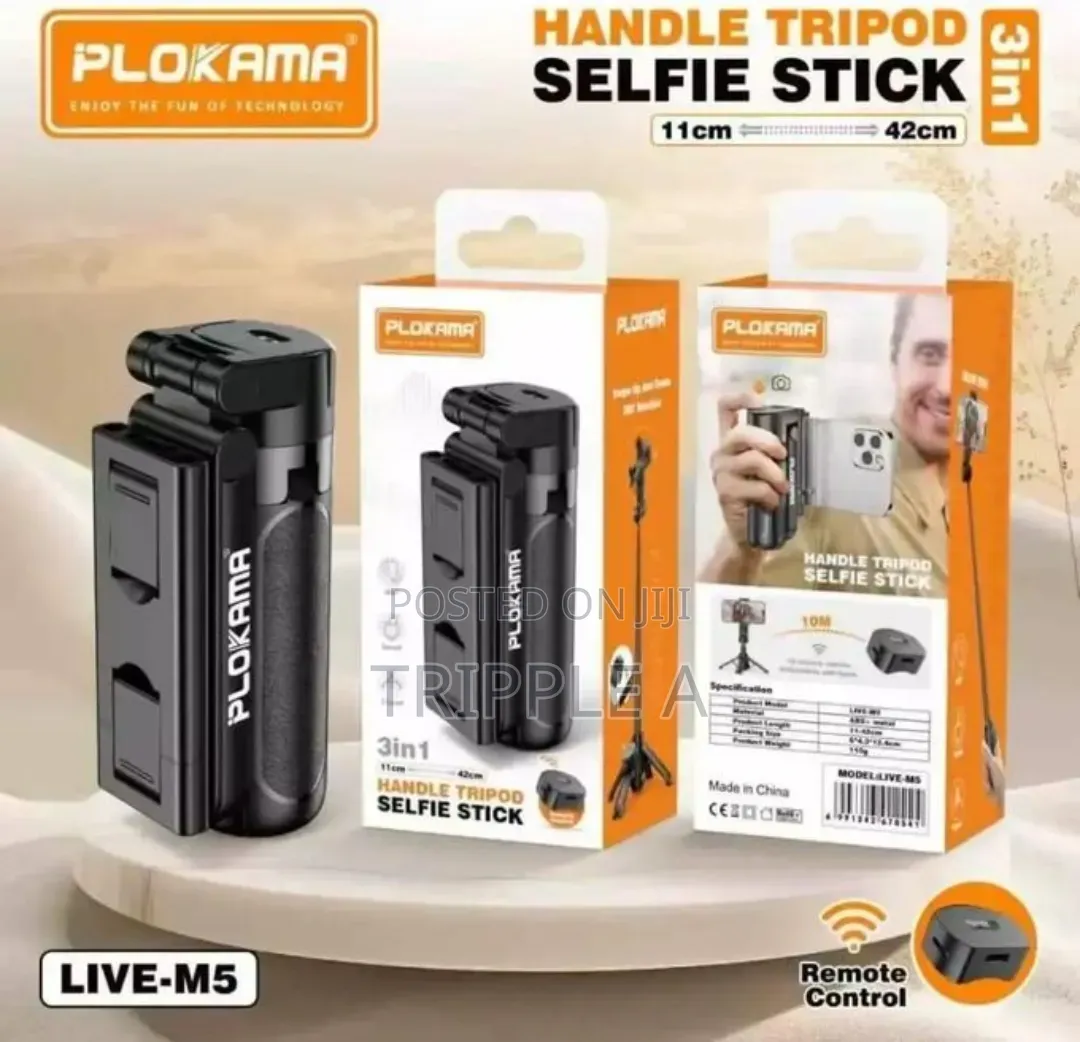 Plokama Live M5 3 in 1 Handle Tripod Selfie Stick
