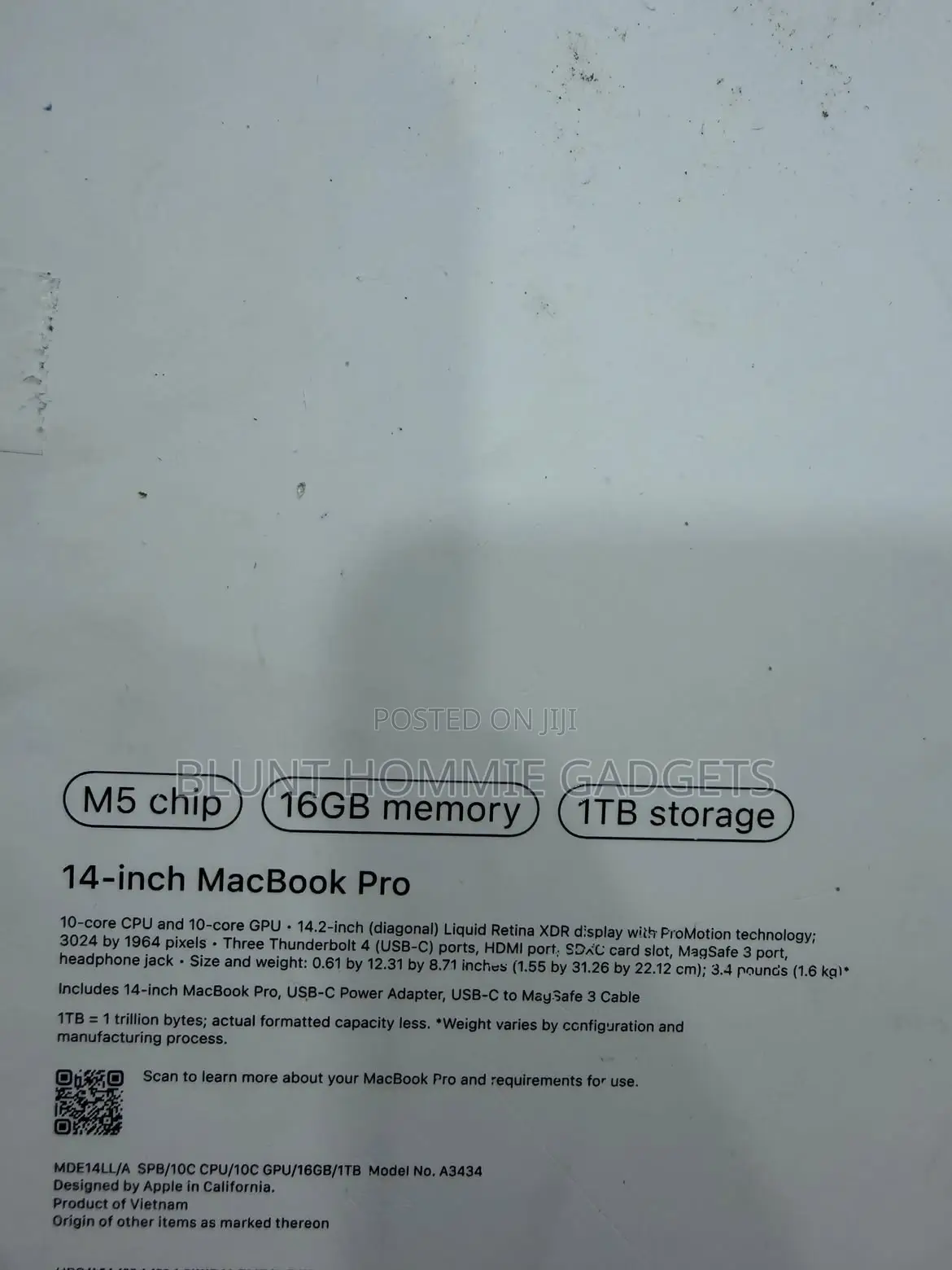 Laptop Apple MacBook Pro 2025 M5 16GB Apple M5 SSD 1T