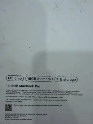 Laptop Apple MacBook Pro 2025 M5 16GB Apple M5 SSD 1T