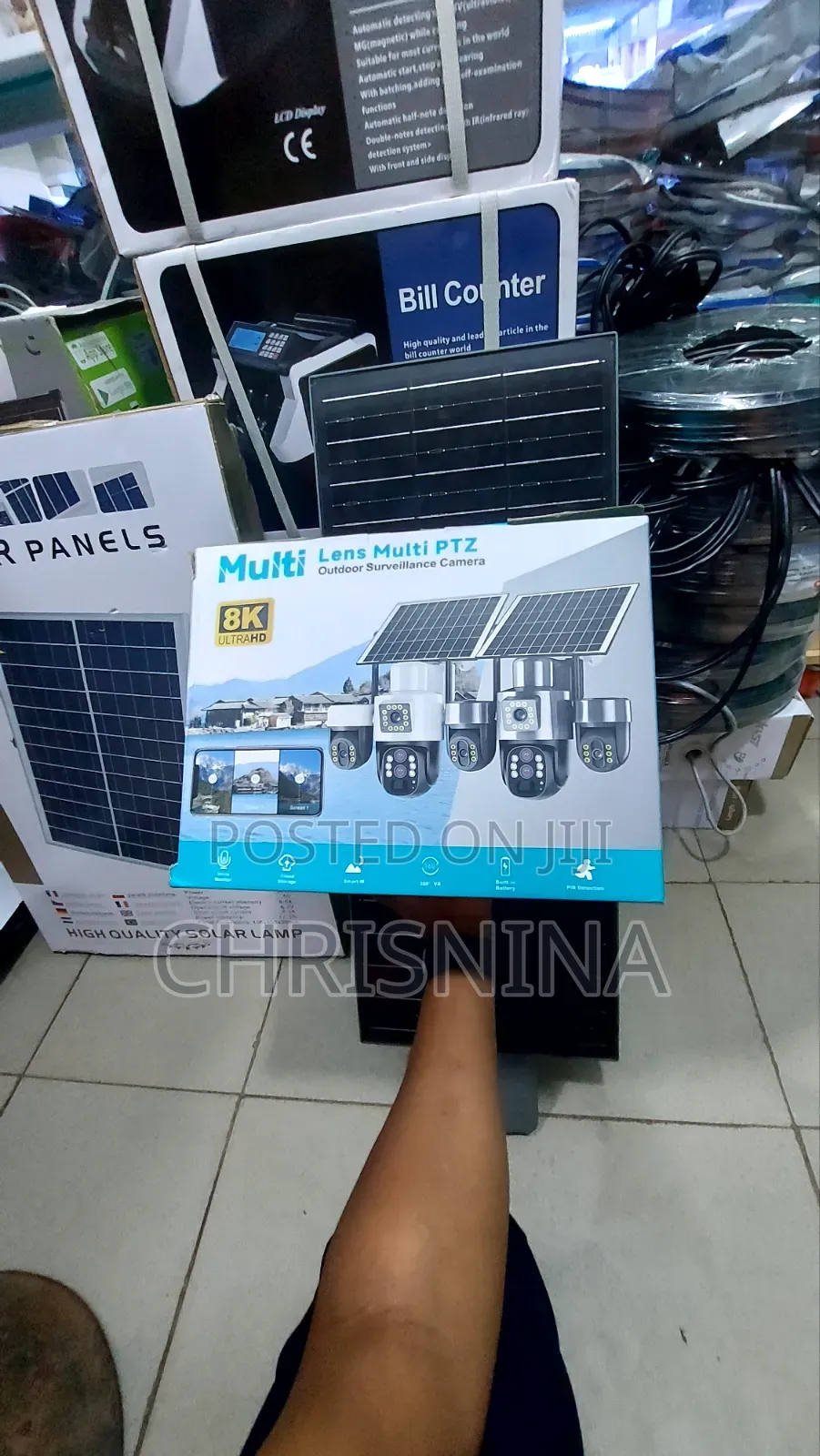 V380 Pro T68b 3 Lens Solar Powered 4g Sim Card CCTV Security Camera