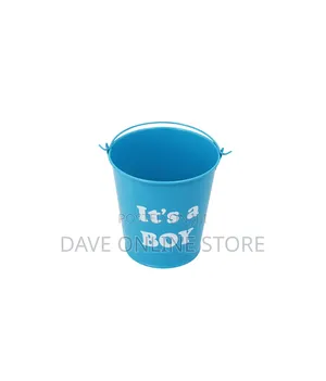 Mini Blue Baby Shower“It’S a Boy” Metal Bucket With Handle 10.5 X 11cm