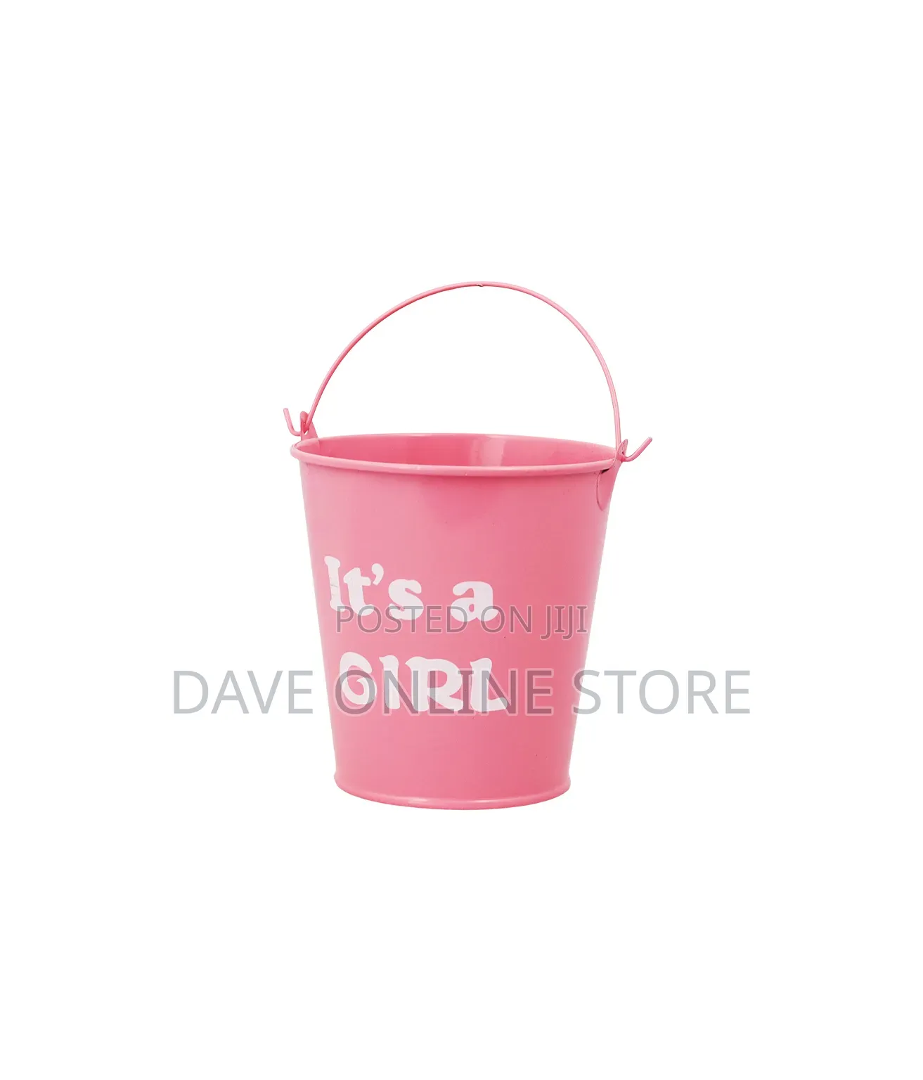 Mini Pink “It’S a Girl” Metal Bucket With Handle 10.5 X 11cm