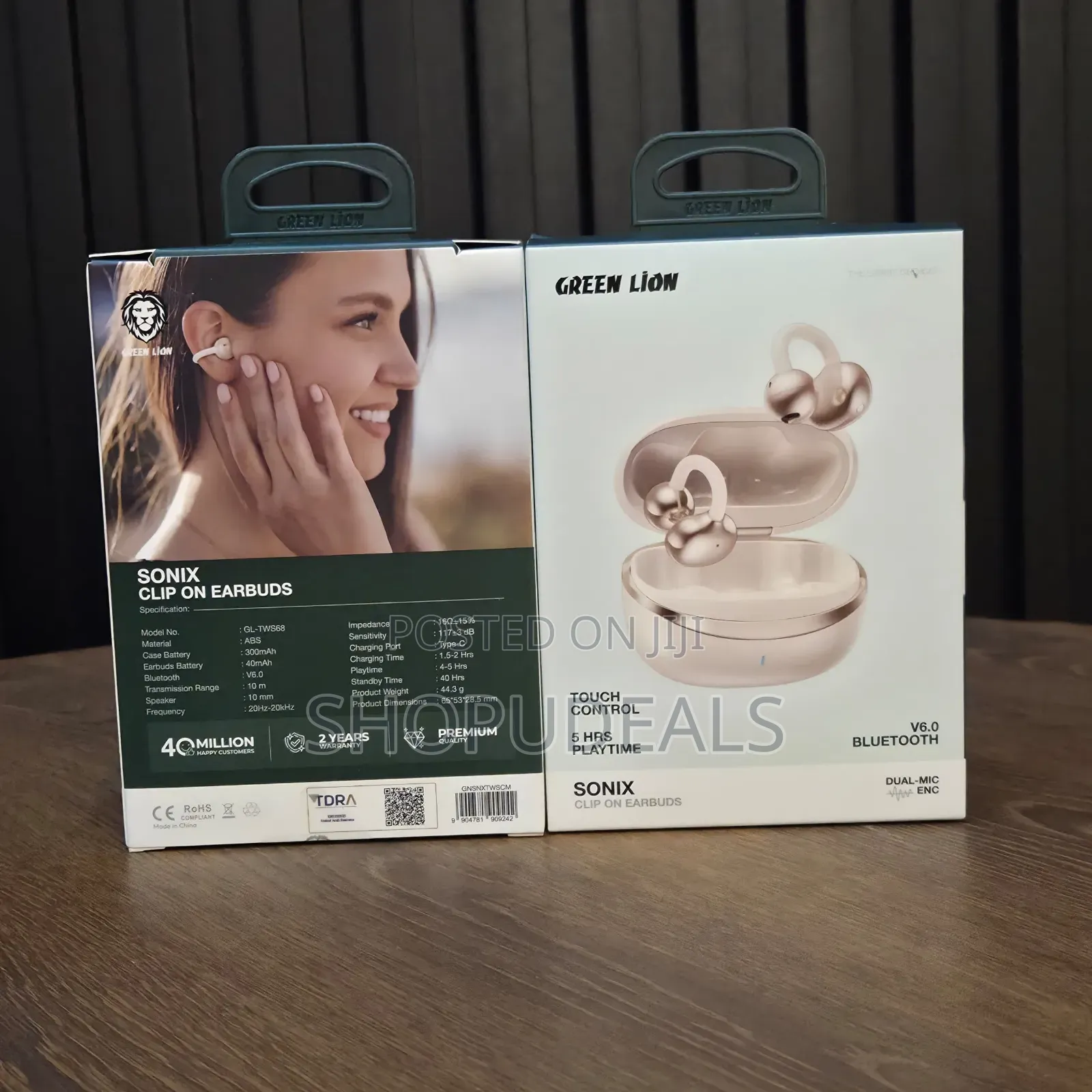 Green Lion Sonix Clip-on Earbuds, Bluetooth 5.3, Ipx5 Waterproof, 5-6h