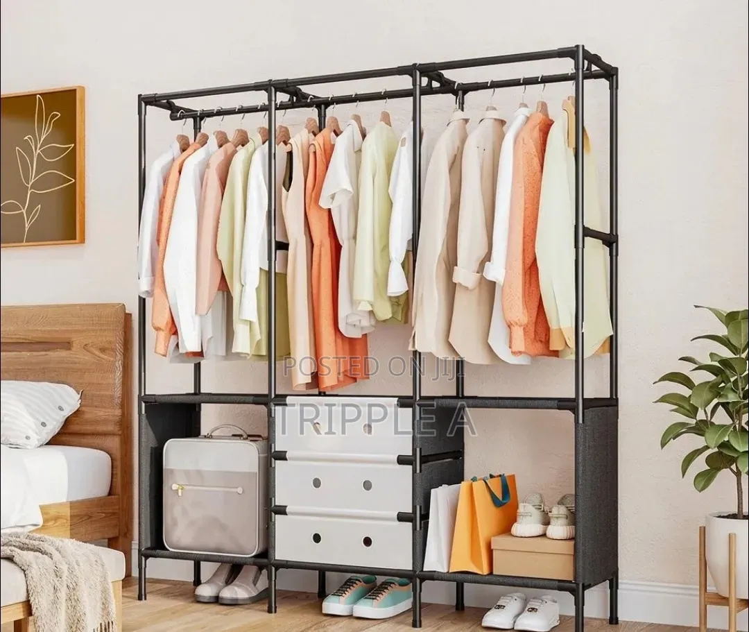 Freestanding Metal Garment Rack Or Portable Closet