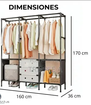 Freestanding Metal Garment Rack Or Portable Closet