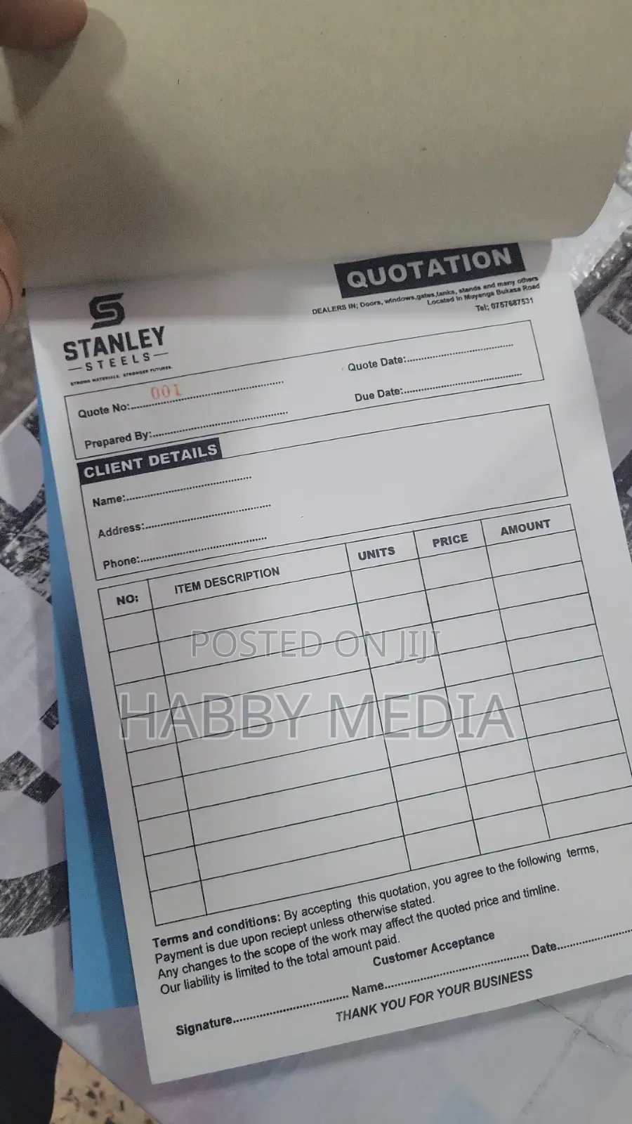 Custom Reciept Book, Quotation Books, Invoices, Purchases Orders Books