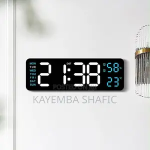 Large Led Digital Wall Clock With Temperature Humidity Display