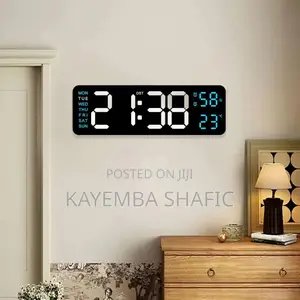 Large Led Digital Wall Clock With Temperature Humidity Display