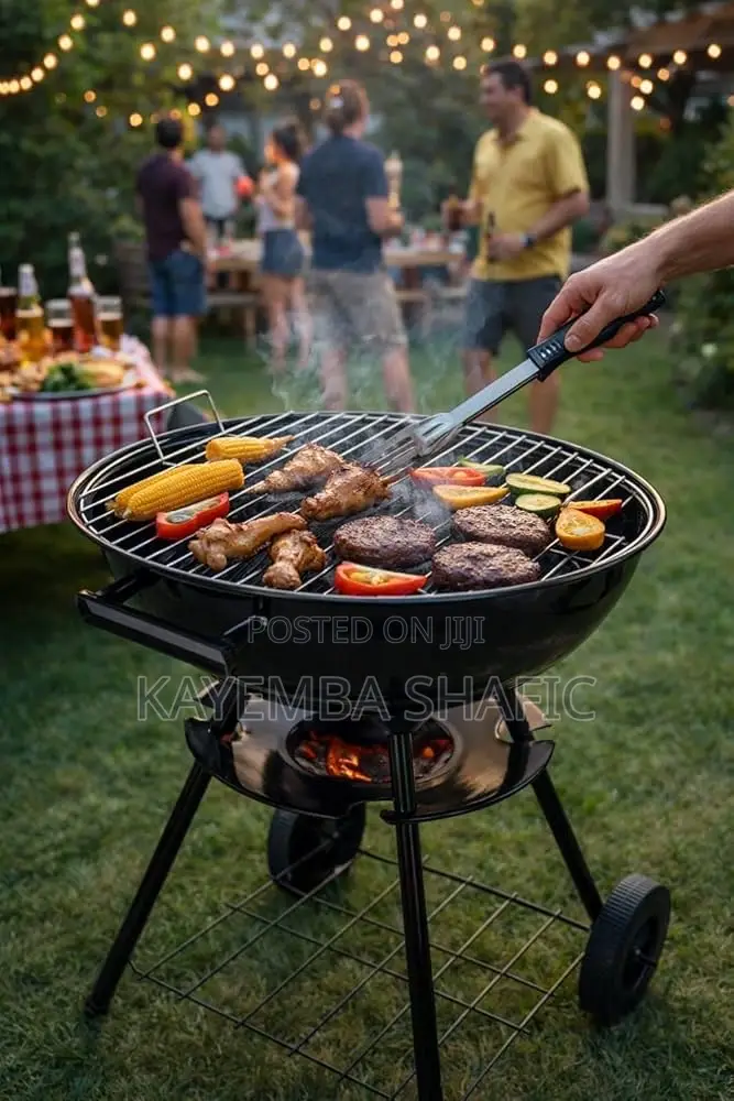 Portable Charcoal Kettle BBQ Grill With Wheels Air Vent Lid