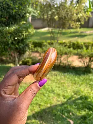 Honey Amber Acrylic Cuff Bangle With Caramel Swirl
