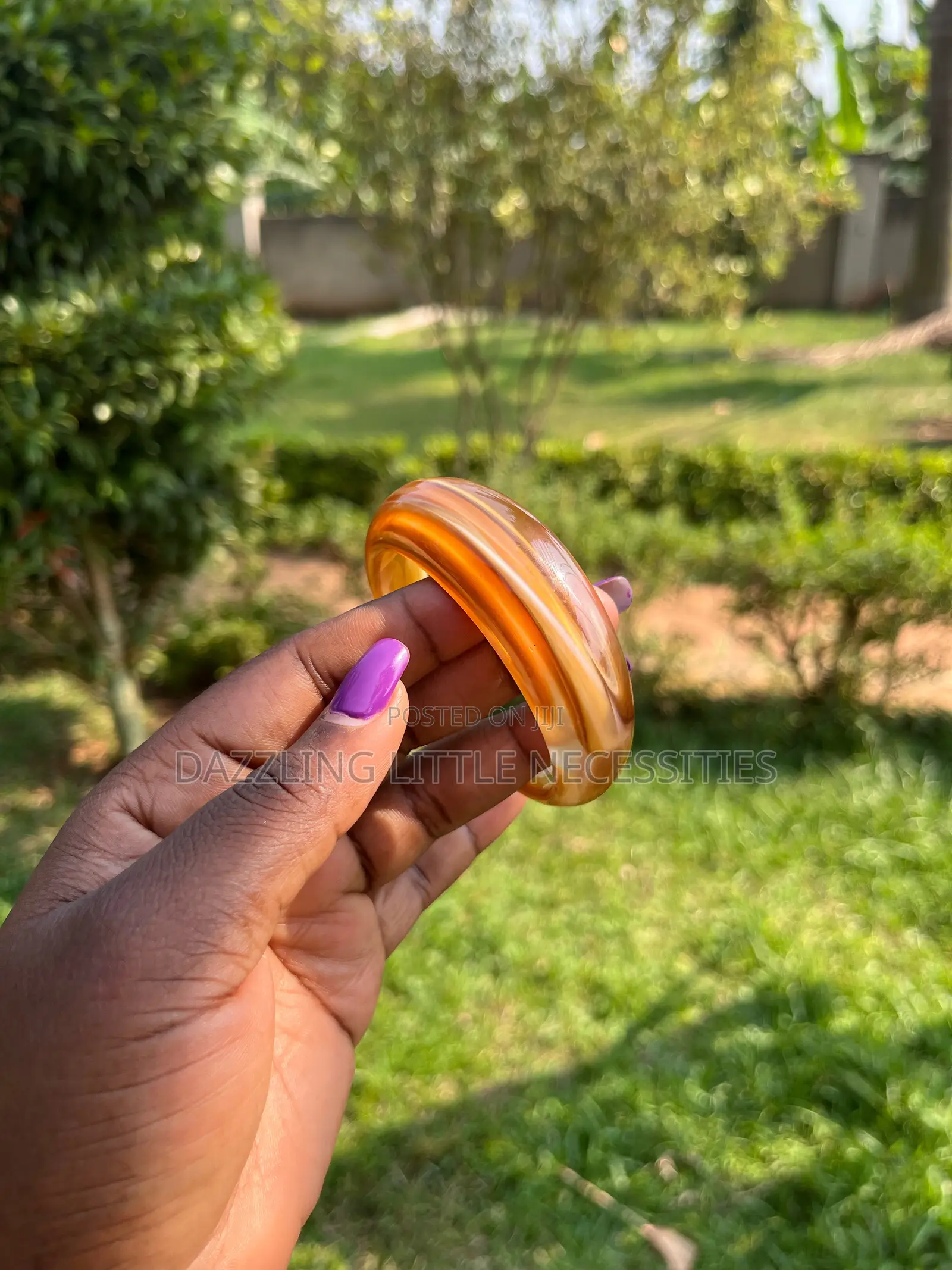 Honey Amber Acrylic Cuff Bangle With Caramel Swirl