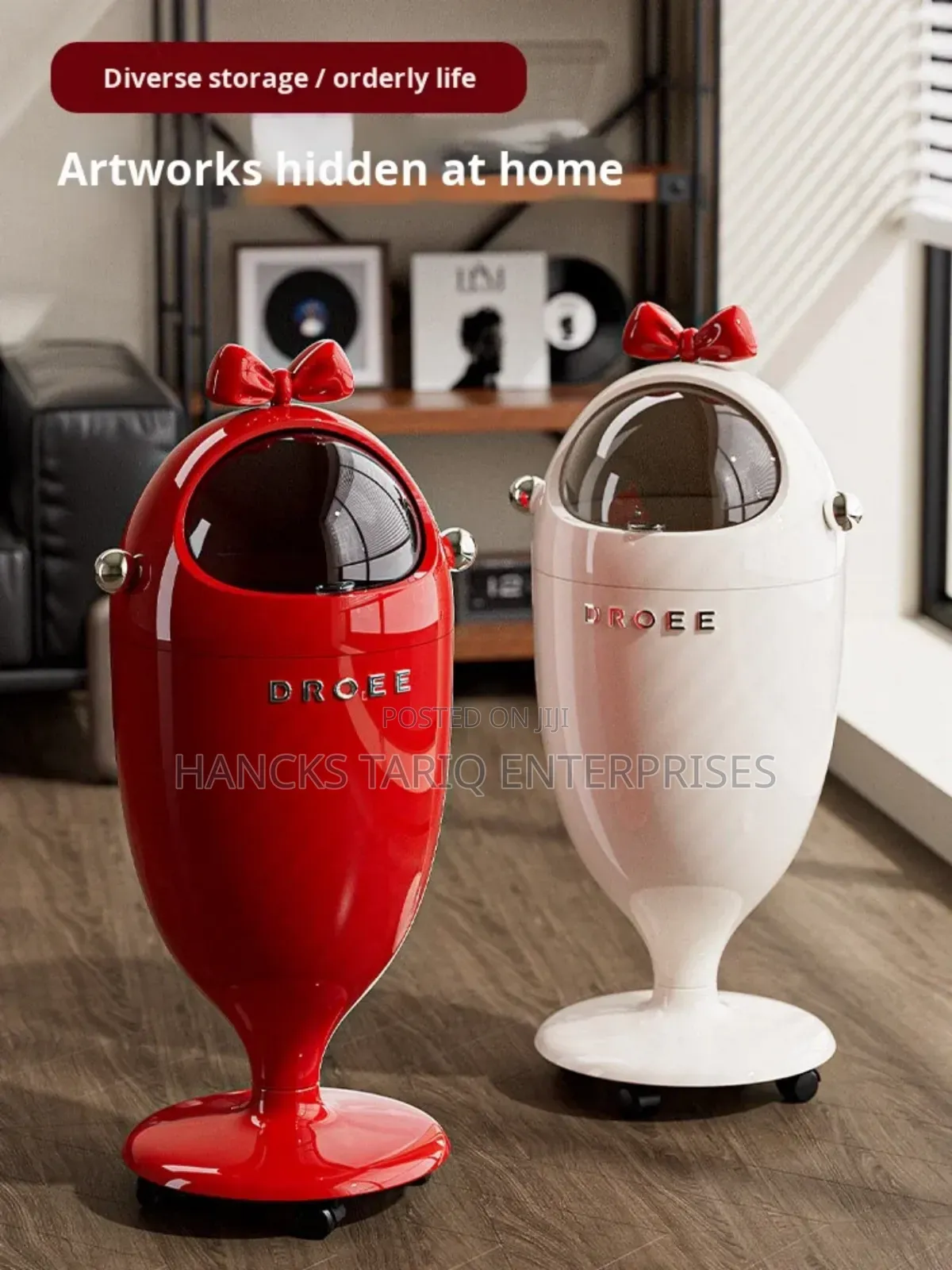 Modern Decorative Standing Trash Can With Bow Accent