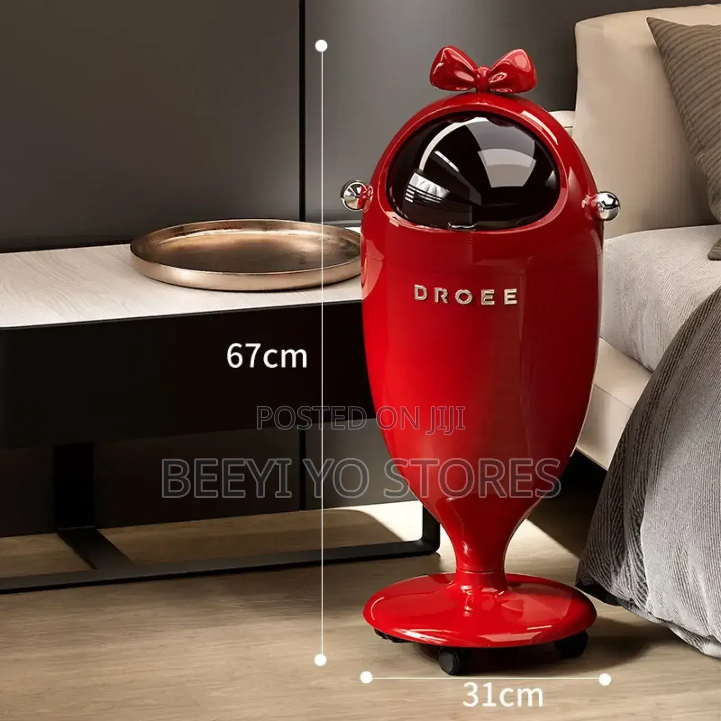 Modern Decorative Standing Trash Can With Bow Accent