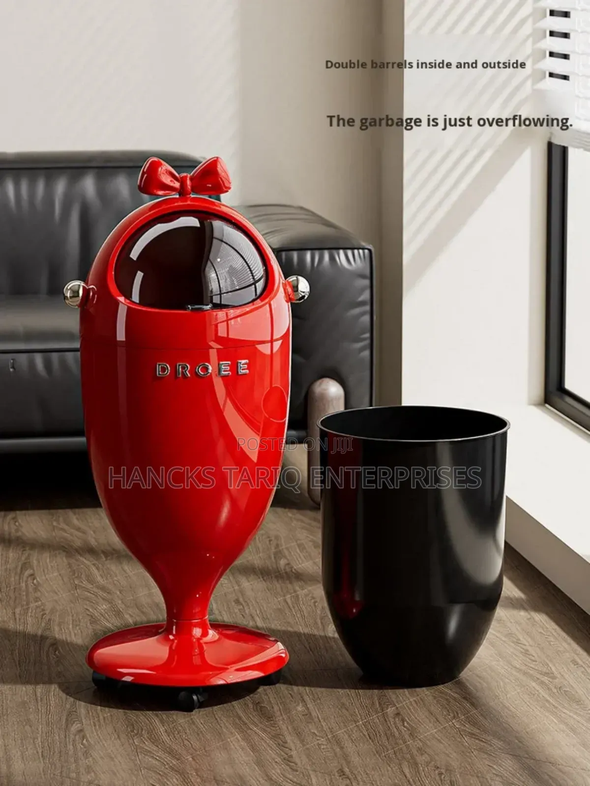 Modern Decorative Standing Trash Can With Bow Accent