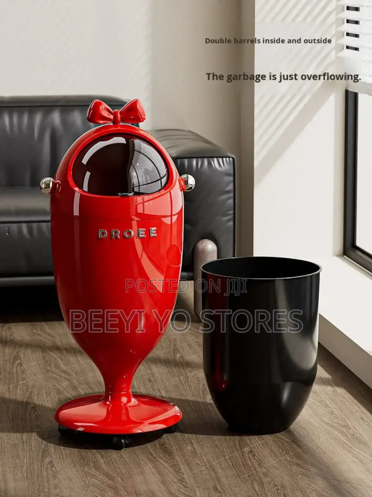 Modern Decorative Standing Trash Can With Bow Accent