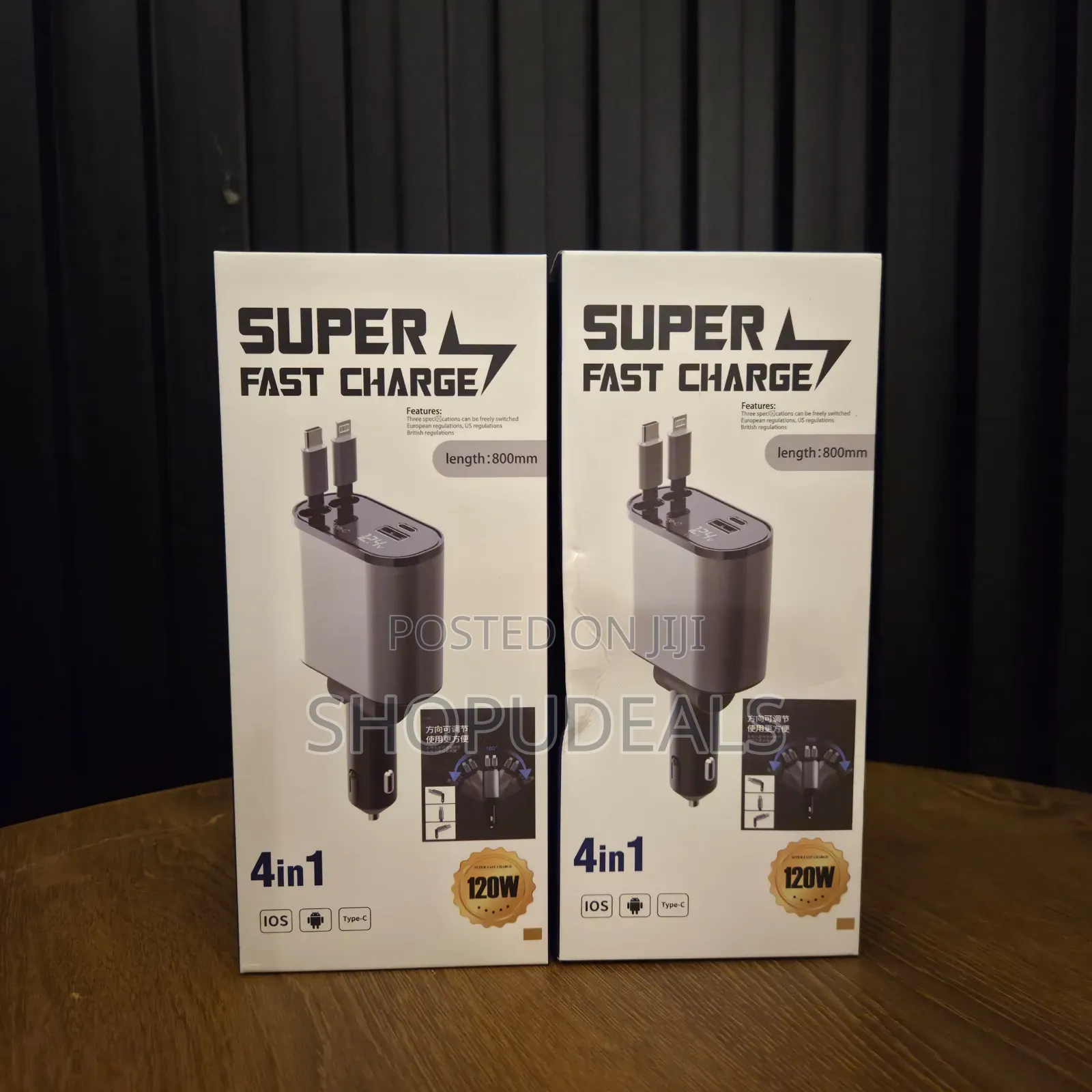 Retractable Car Charger, 120w in 1 Fast Car Phone Charger, Retractable