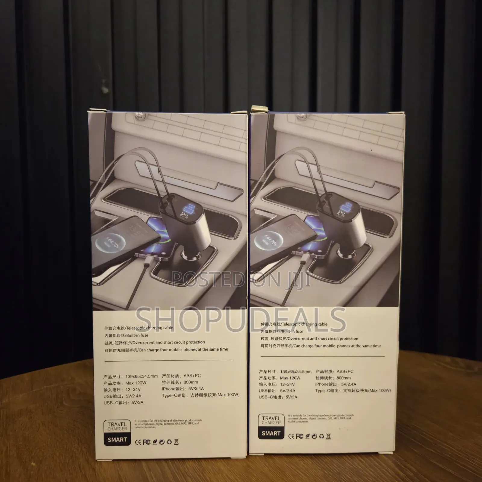 Retractable Car Charger, 120w in 1 Fast Car Phone Charger, Retractable