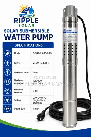 250w Ac Borehole Water Pump 70m Head Deep Well 220v 1800l/H