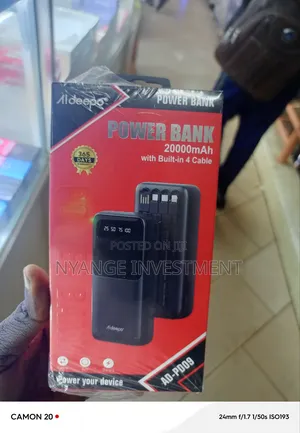 Aldeepo Power Bank With 20,000mah With Four Built-in Charging Cables.
