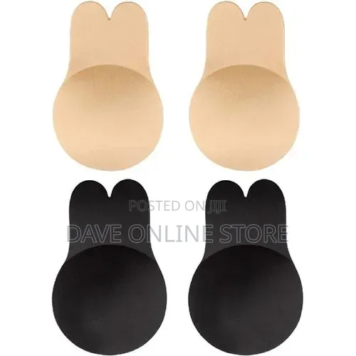 Strapless Sticky Bra, Backless Adhesive Push Up Bra- Black/Brown