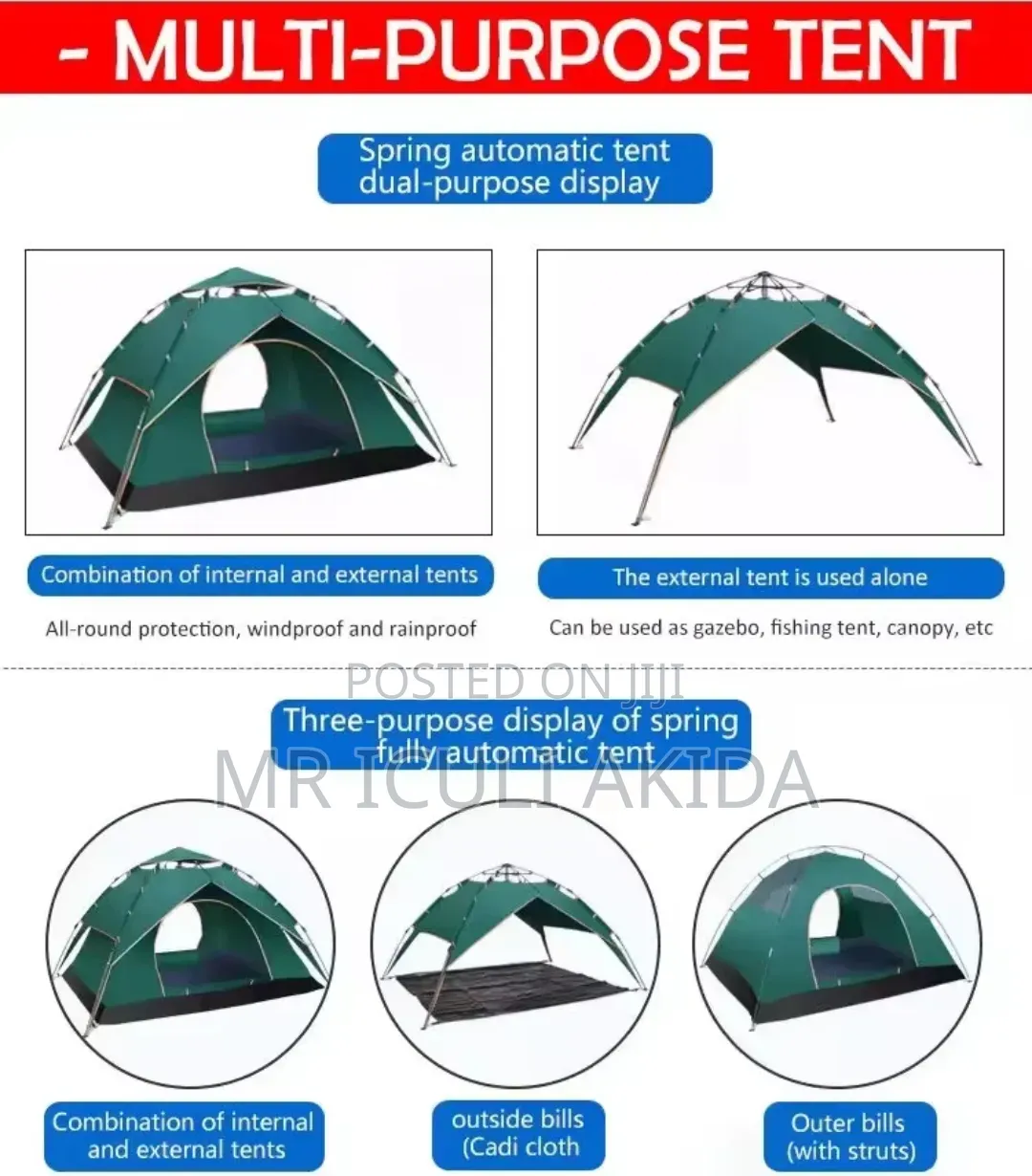 3-4persons Automatic Pop-Up Hydraulic Camping Tent With Detachable Top
