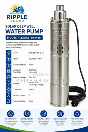 550w AC Borehole Water Pump 107m Deep Well 2700l/H 220v