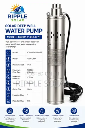 750w Ac Borehole Water Pump 175m Deep Well Submersible Pump