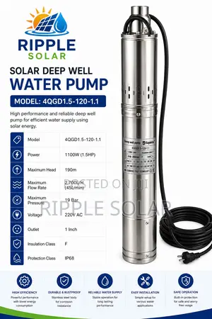 1100w Ac Borehole Water Pump 190m Head 2700l/H Deep Well