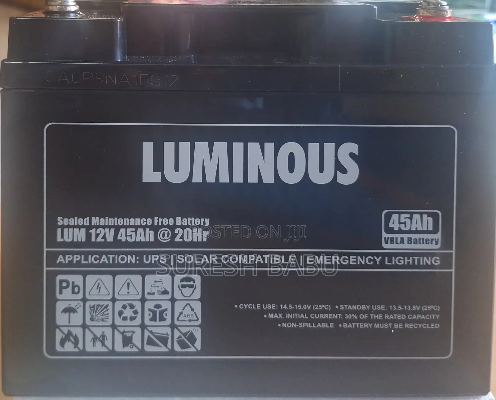 Luminous 45ah 12v Sealed Maintenance Free Battery