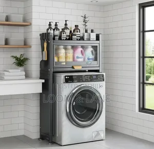 2-Tier Freestanding Washing Machine Metal Storage Rack