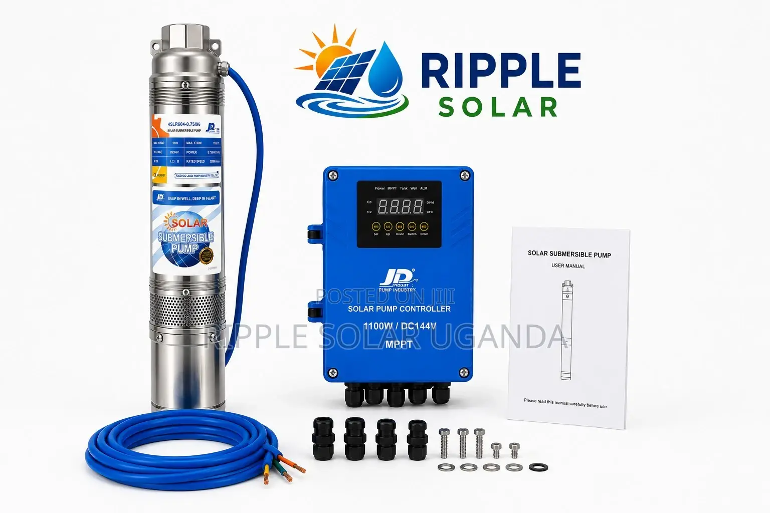 750w Solar Borehole Water Pump 29m Head 10000l/H 96v High Flow
