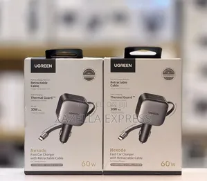 Ugreen 60w Car Charger Retractable 60w Built-in 0.7 M Type C Cable 2c1