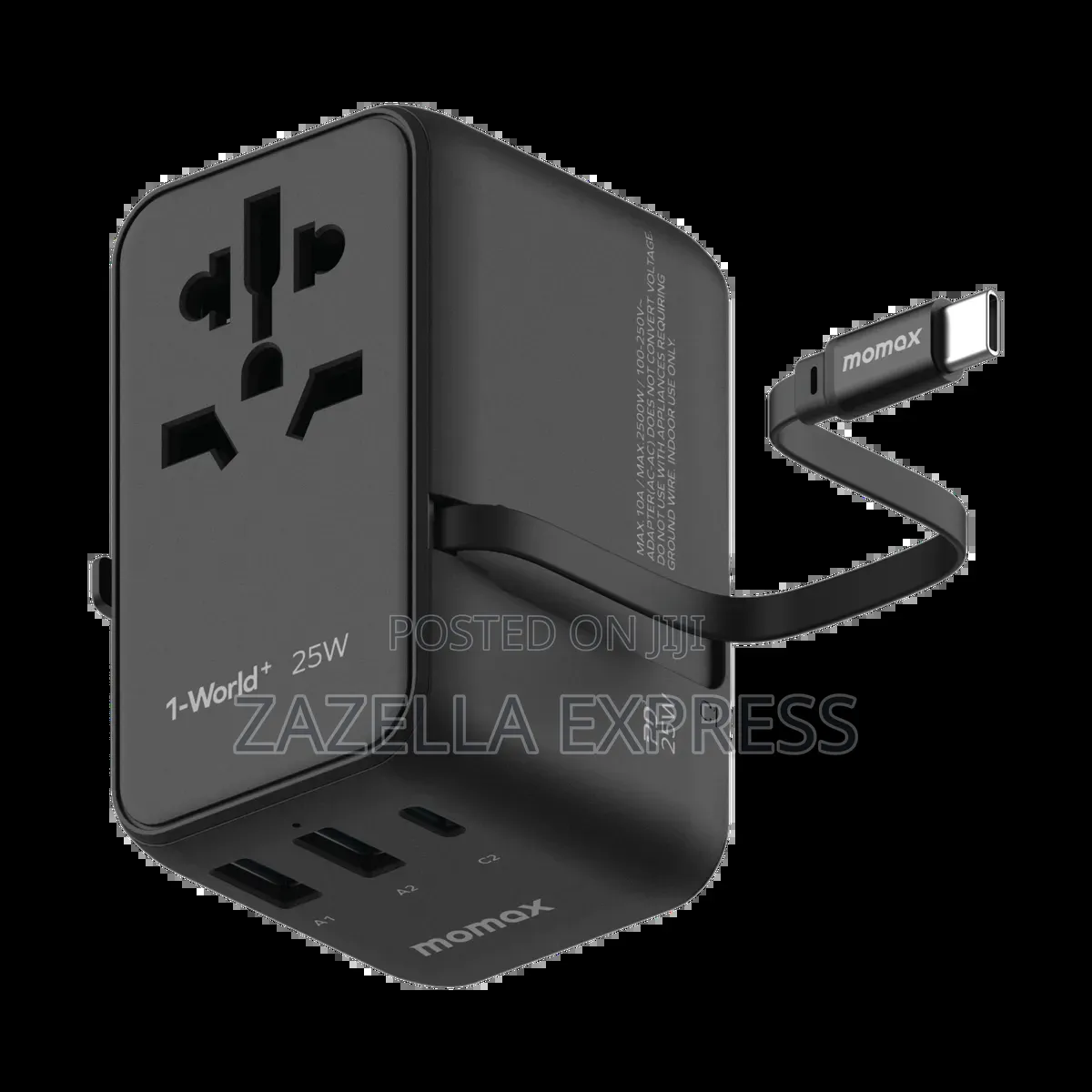 Momax Ua20 One World 25w Gan Adapter 3 Ports+Multi Plug Travel Adapter