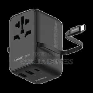 Momax Ua20 One World 25w Gan Adapter 3 Ports+Multi Plug Travel Adapter