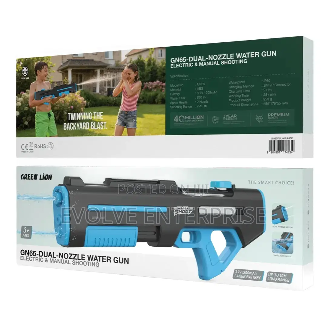 Green Lion Gn65-Dual-Nozzle Water Gun With Electric Manual Shooting