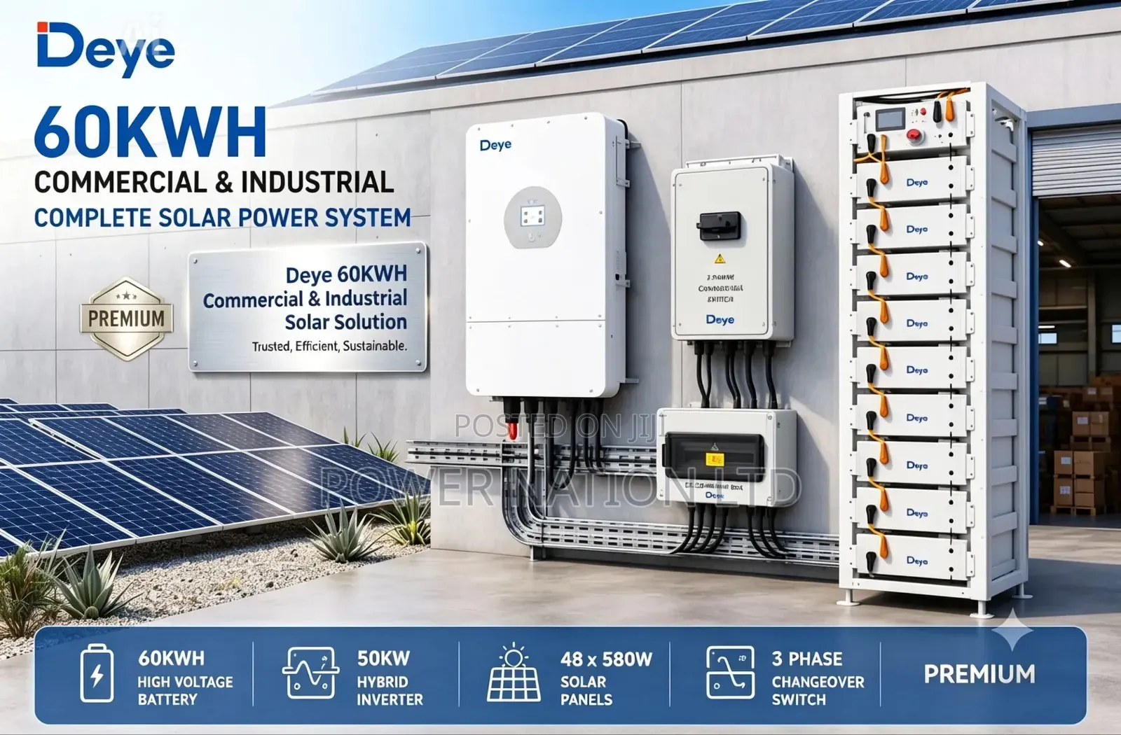 60kwh 48v Deye Commercial Industrial Lithium/Hybrid Solar System