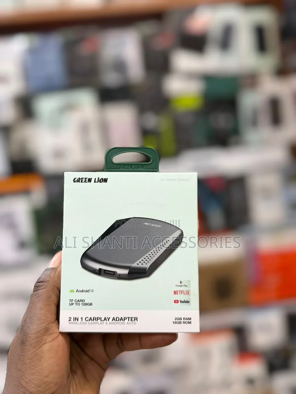 Green Lion 2-in-1 Carplay Adapter Running Android 14