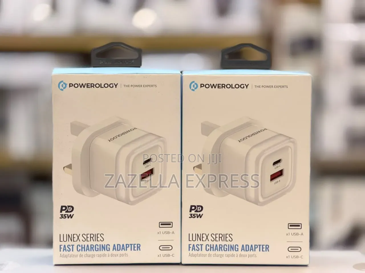 Powerology Lunex Series 35w Dual Port Fast Wall Charger, Usb-C Pd