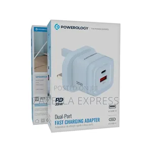 Powerology Lunex Series 35w Dual Port Fast Wall Charger, Usb-C Pd