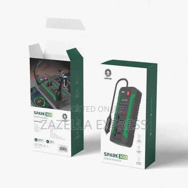 Green Lion Spark 300 Car Power Inverter, Car Charger, 4 Usb Port