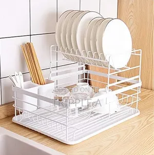 Large Dish Drying Rack Drainer Kitchen Sink Plate Draining Tray